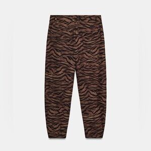 Zara Brown Tiger Print Cropped Pants
